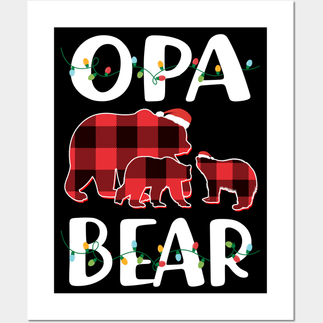 Opa Bear Red Plaid Christmas Pajama Matching Family Gift Wall Art by intelus